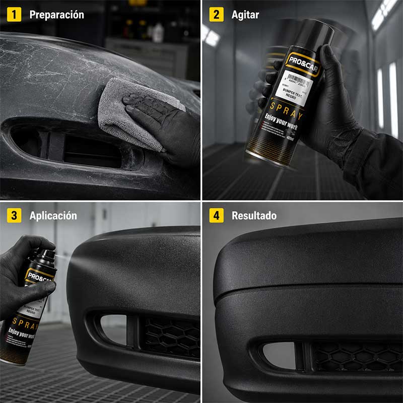 Spray Pintura Texturizada para Plásticos Negro 400 ml | PRO&CAR