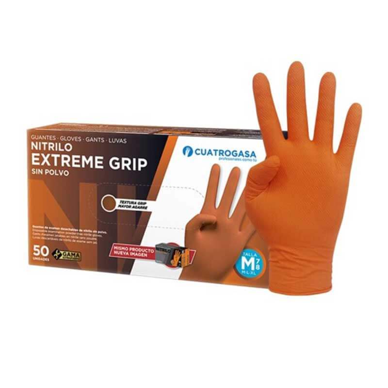 GUANTES DE NITRILO EXTREME GRIP NARANJAS
