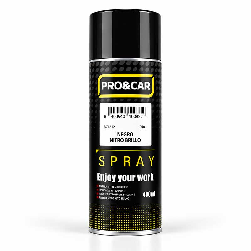 Spray Pintura Negro Nitro Brillo 400 ml | PRO&CAR