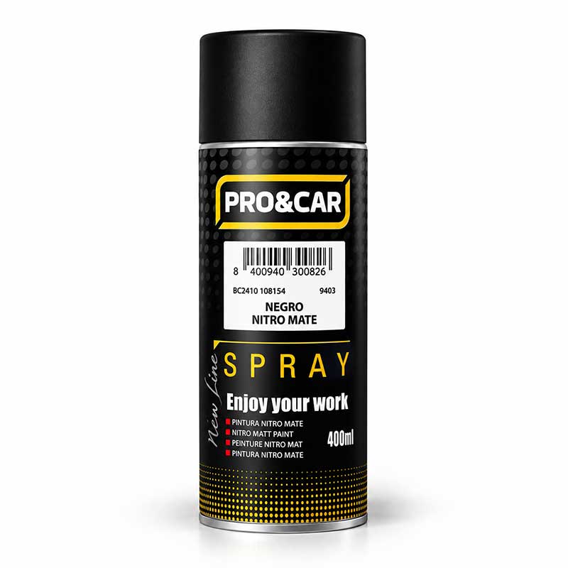 Spray Pintura Negro Nitro Mate 400 ml | PRO&CAR