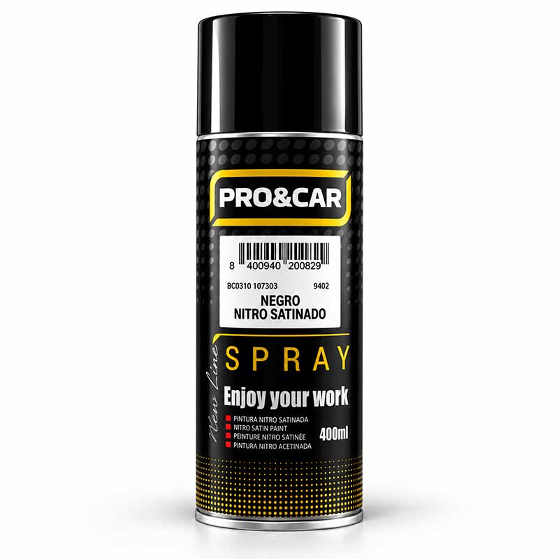 Spray Pintura Negro Nitro Satinado 400 ml | PRO&CAR