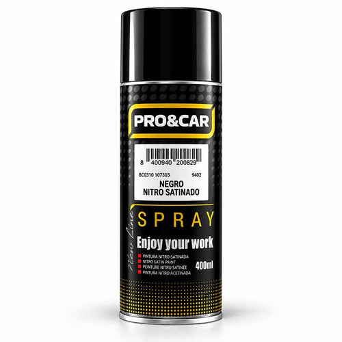 Spray Pintura Negro Nitro Satinado 400 ml | PRO&CAR