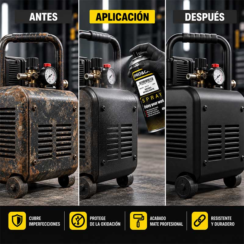 Spray Pintura Negro Nitro Mate 400 ml | PRO&CAR