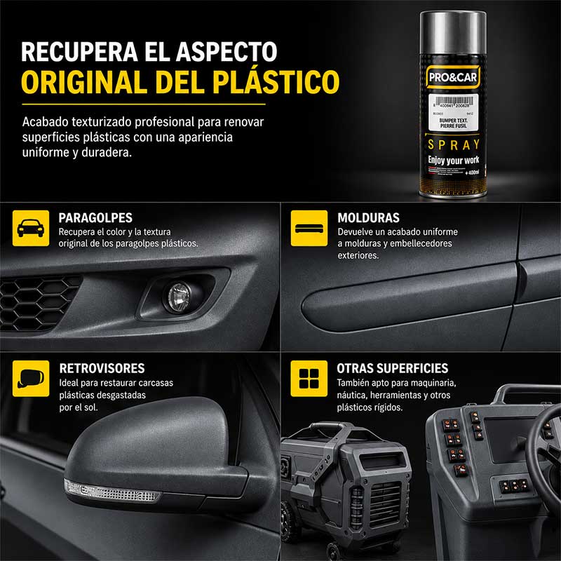 Spray Pintura Texturizada para Plásticos Pierre Fusil Gris Claro 400 ml | PRO&CAR