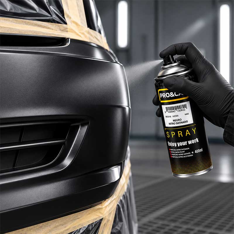 Spray Pintura Negro Nitro Satinado 400 ml | PRO&CAR
