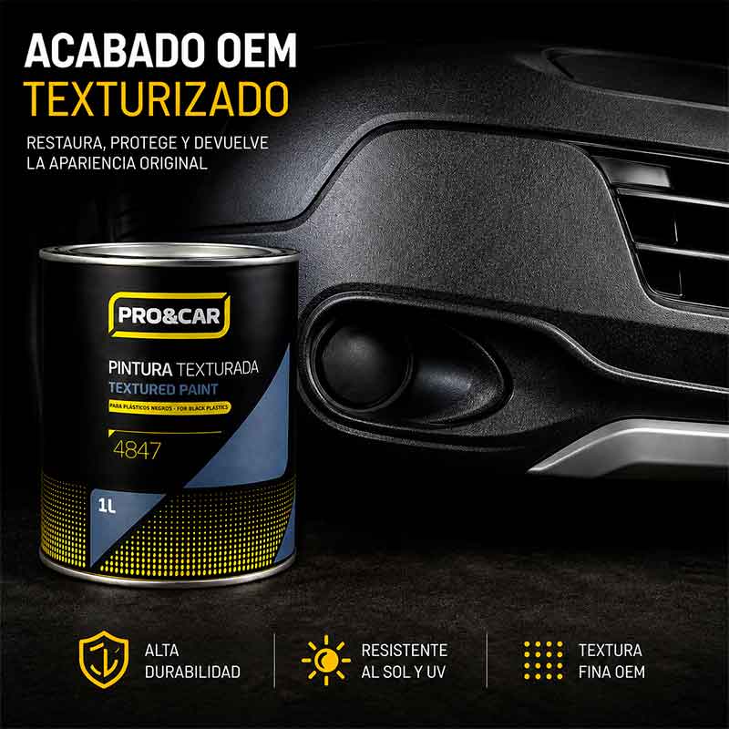 PINTURA TEXTURIZADA PARA PLÁSTICOS NEGRO (1 Lts.)